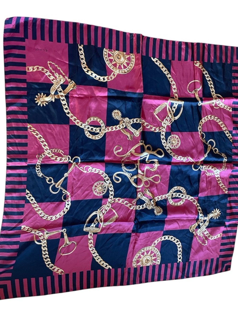 Echo Design red and black Gold Chain Print 100% Silk Scarf